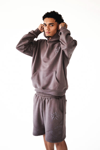 Brown Emblem Monogram Shorts