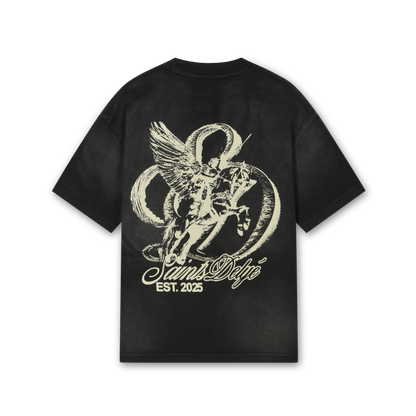 Black Washed Effect Oversized Tee