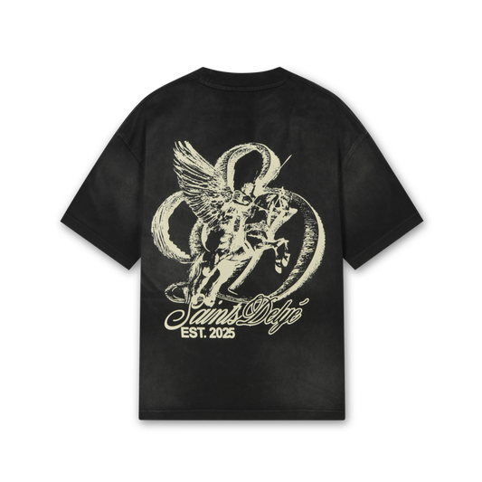 Black Washed Effect Oversized Tee