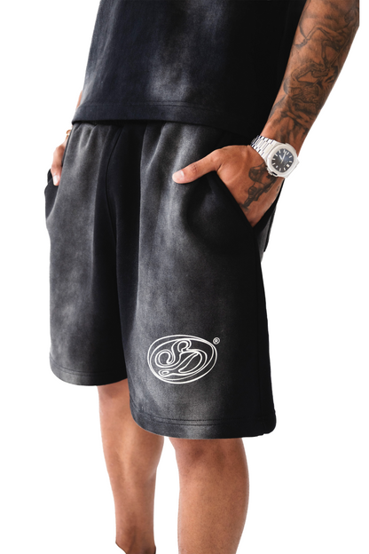 Black Washed Effect Shorts