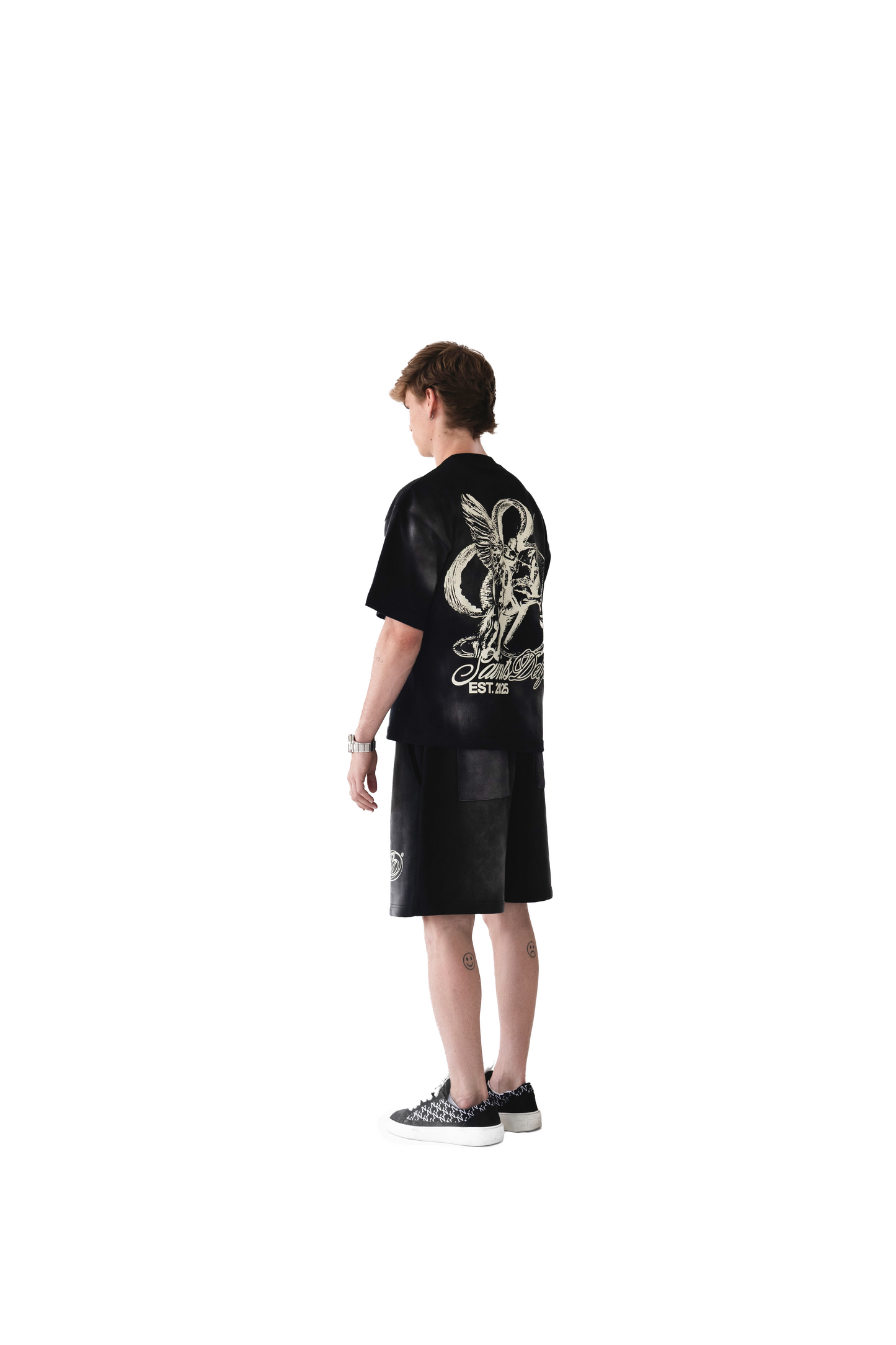 Black Washed Effect Oversized Tee