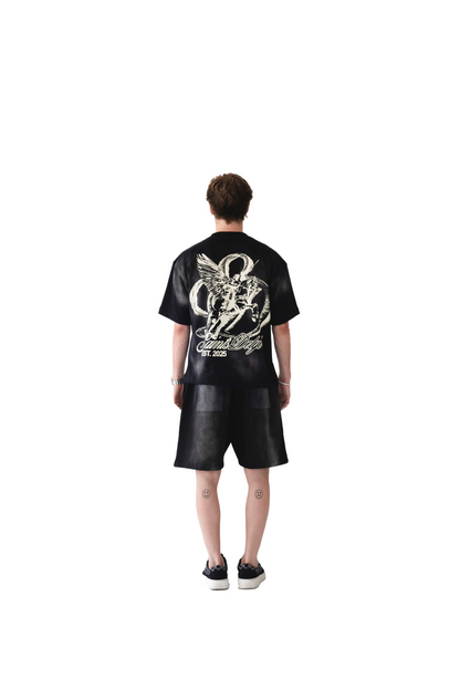Black Washed Effect Oversized Tee