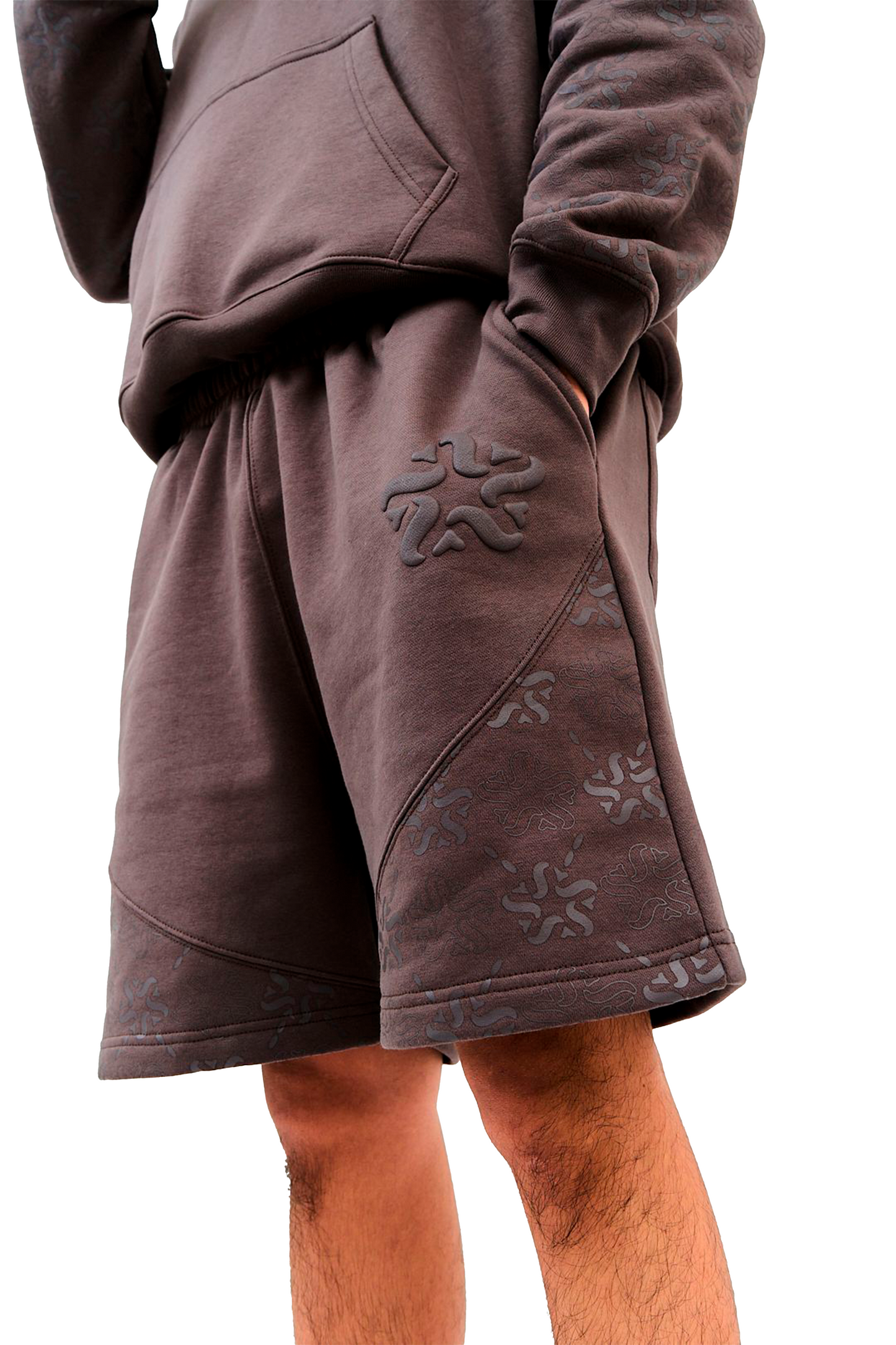 Brown Emblem Monogram Shorts