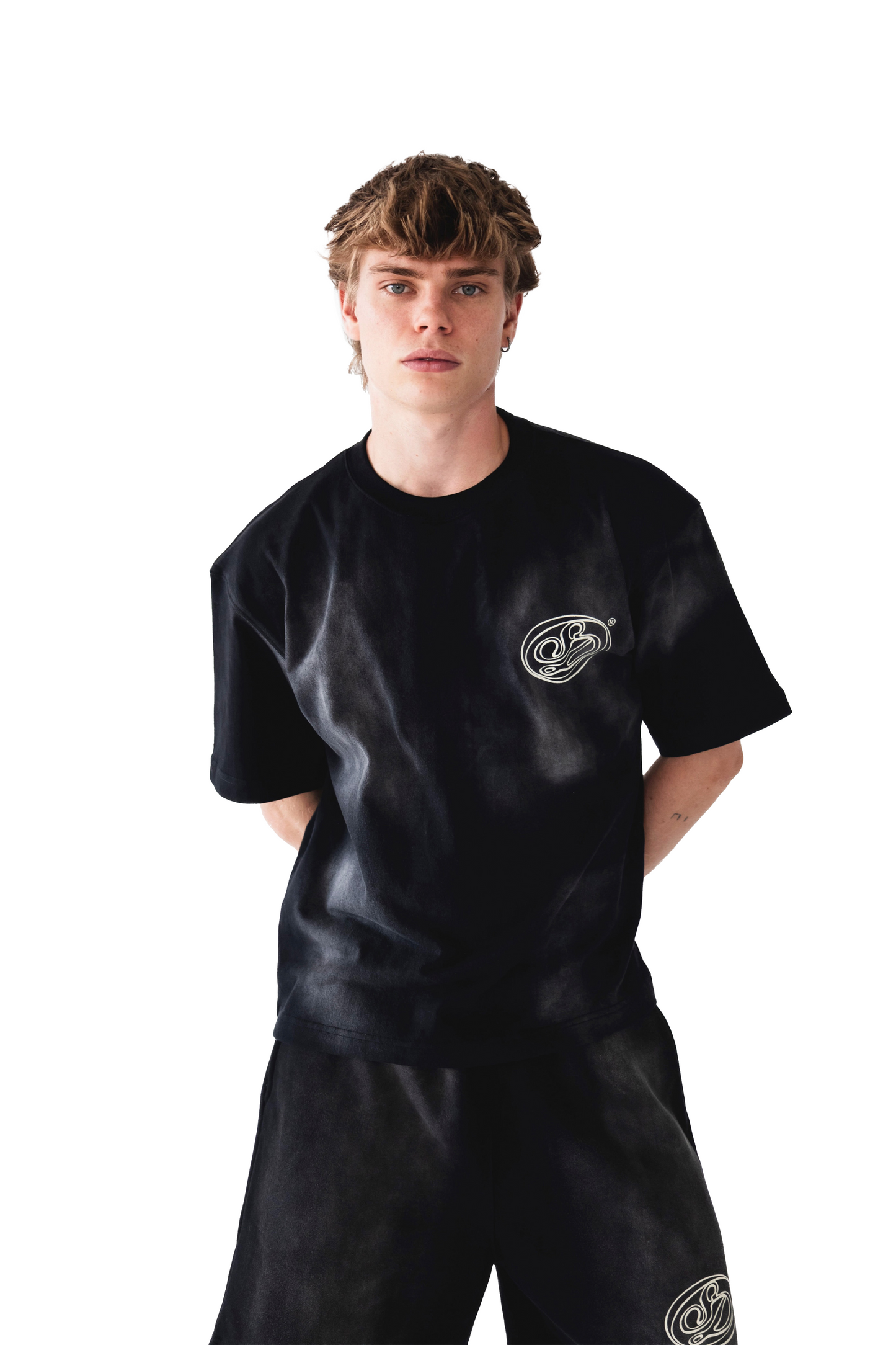 Black Washed Effect Oversized Tee