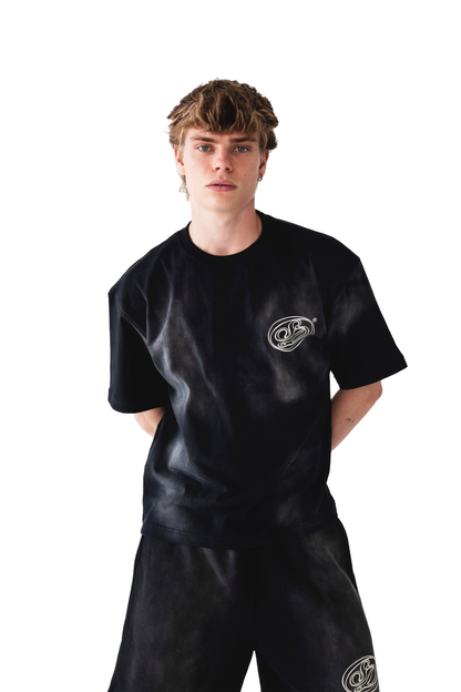Black Washed Effect Oversized Tee
