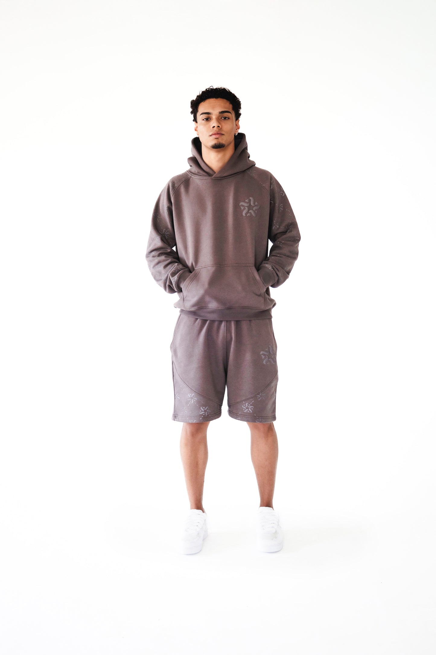 Brown Emblem Monogram Shorts