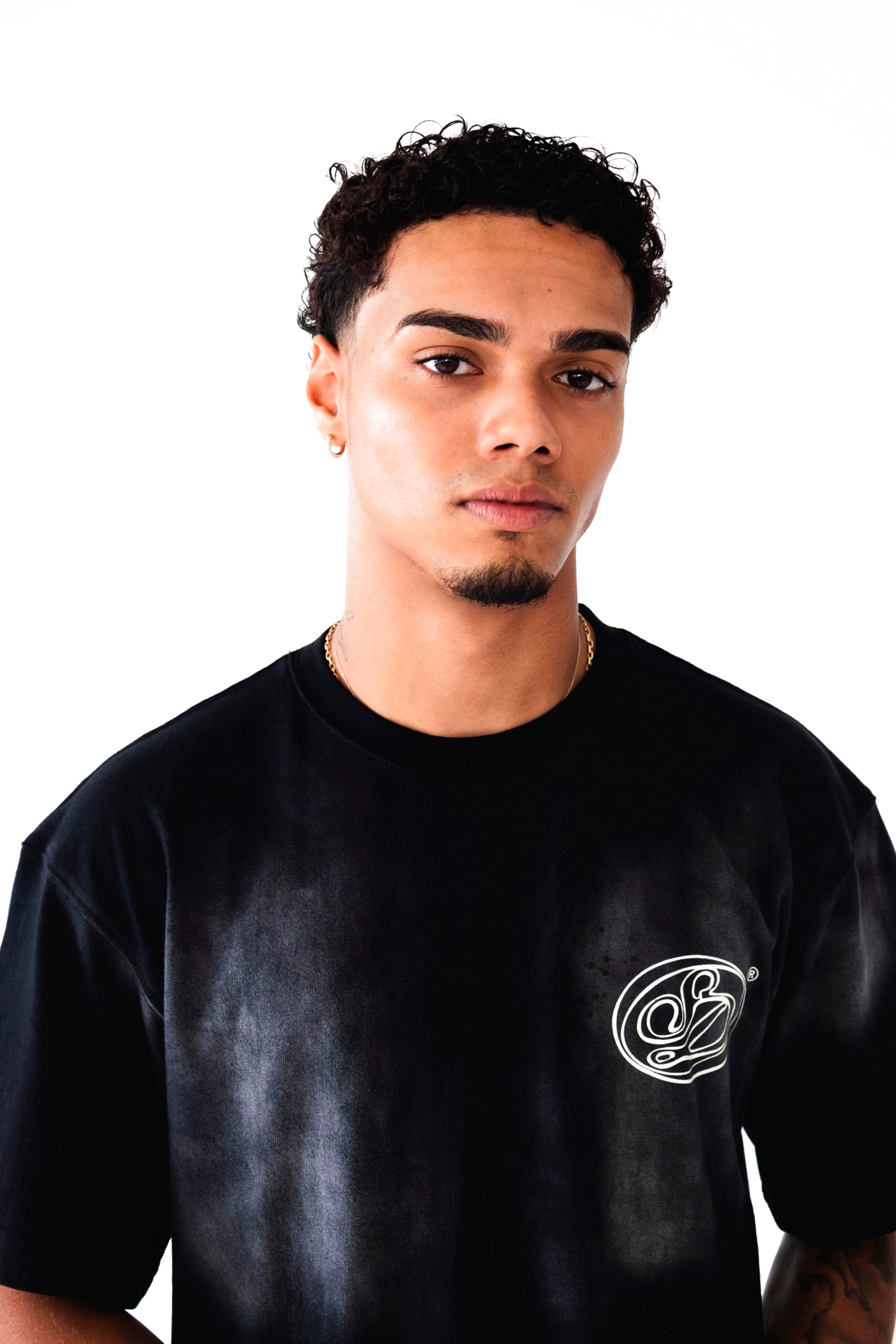 Black Washed Effect Oversized Tee
