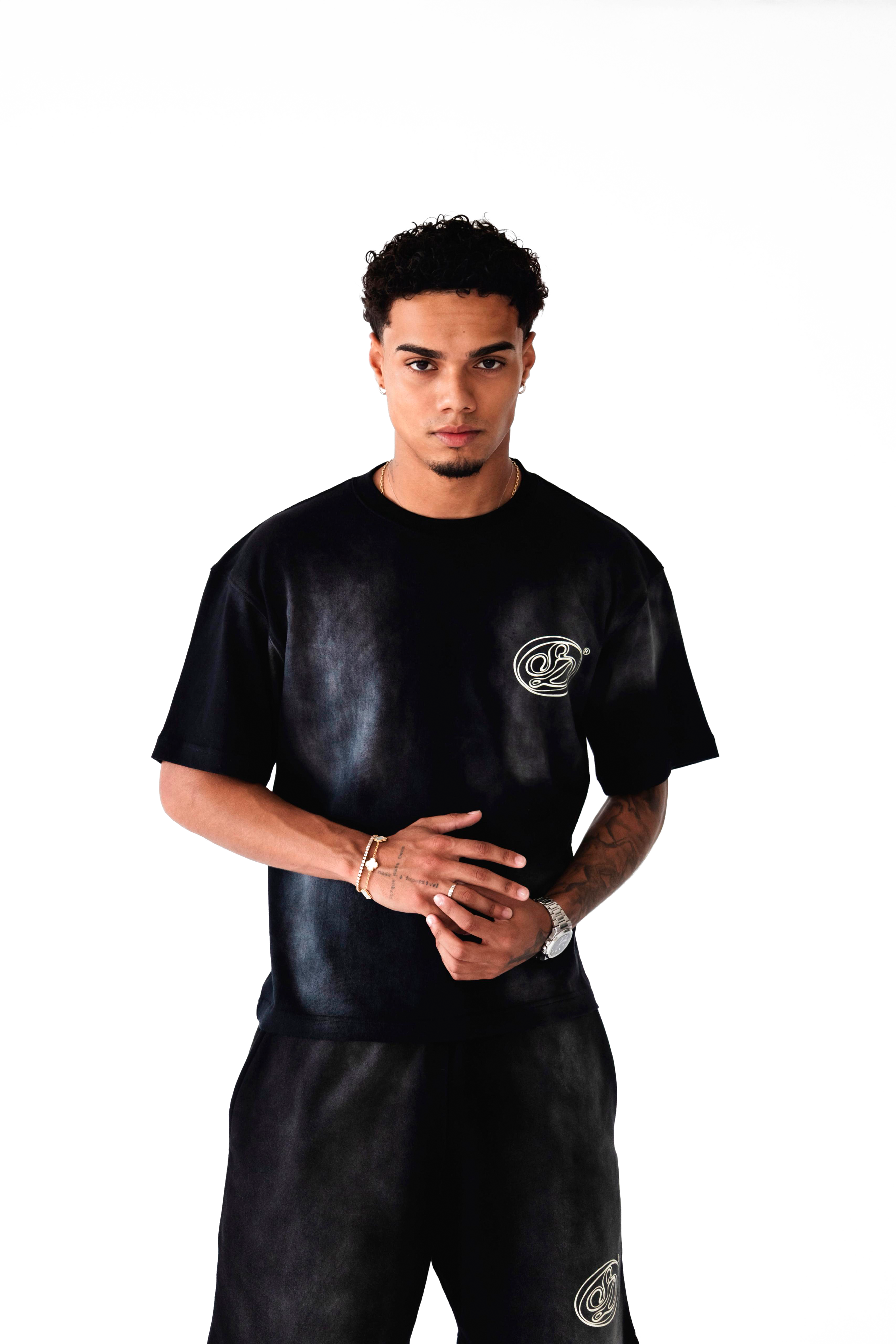 Black Washed Effect Oversized Tee