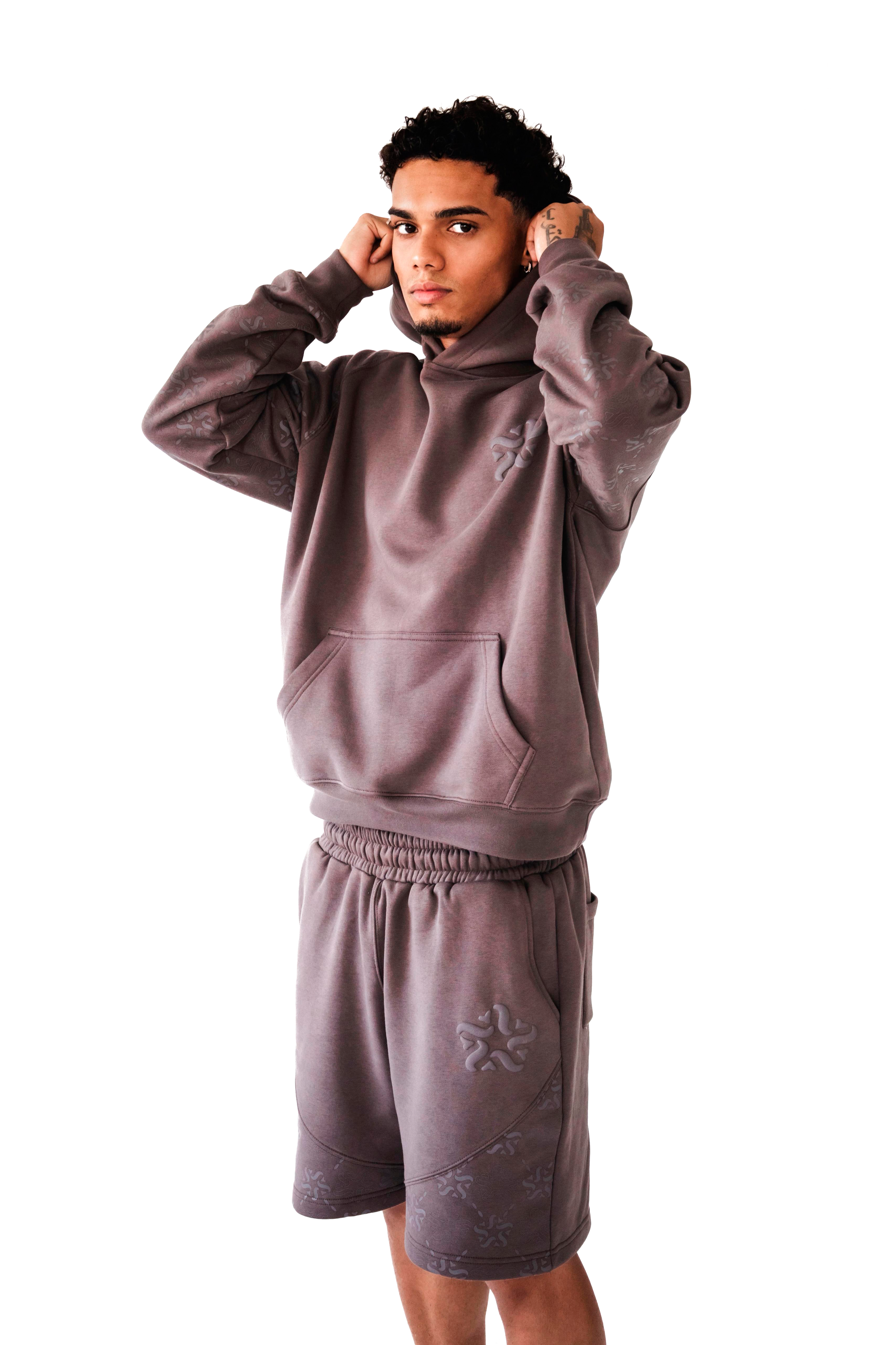 Brown Emblem Monogram Shorts