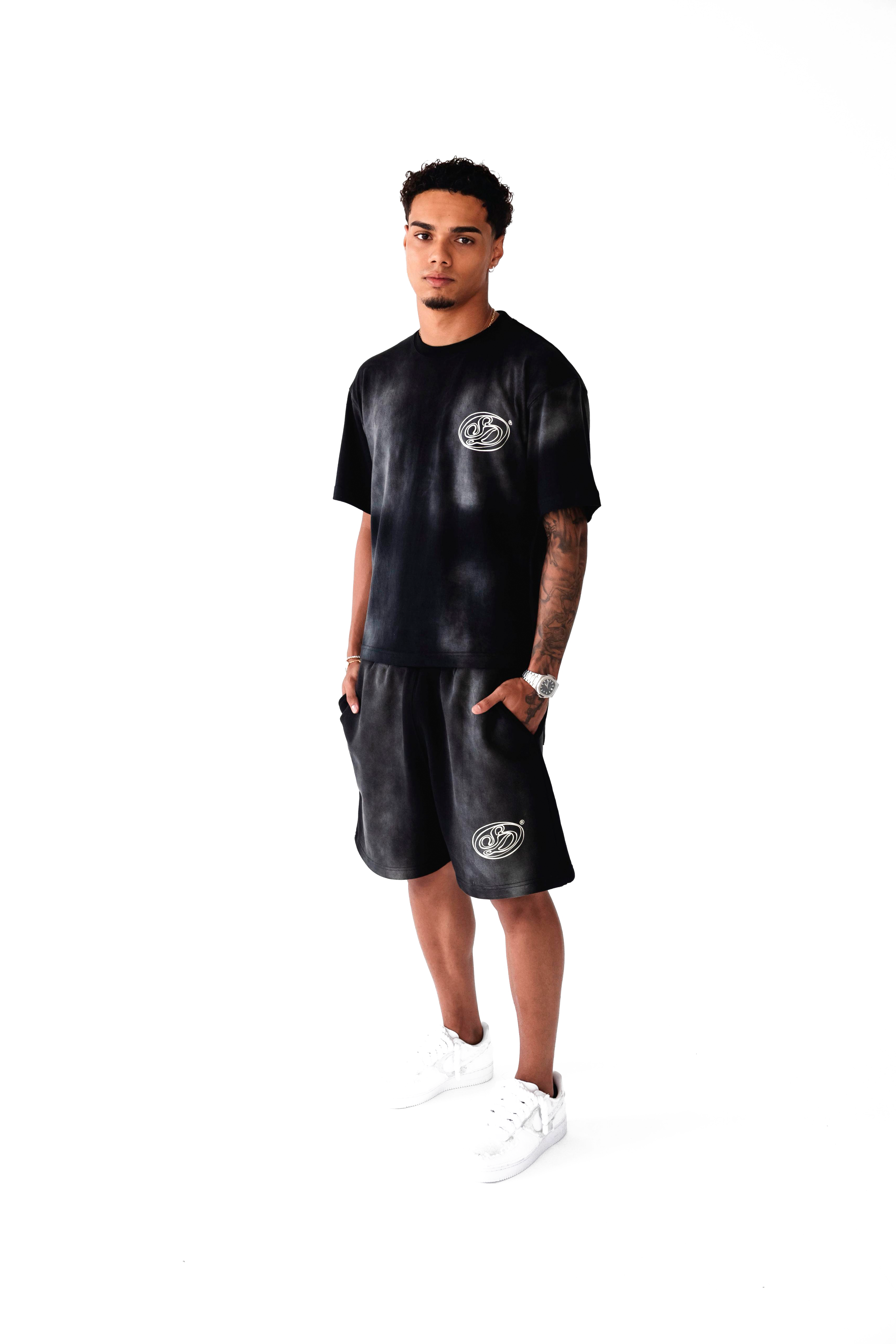 Black Washed Effect Shorts